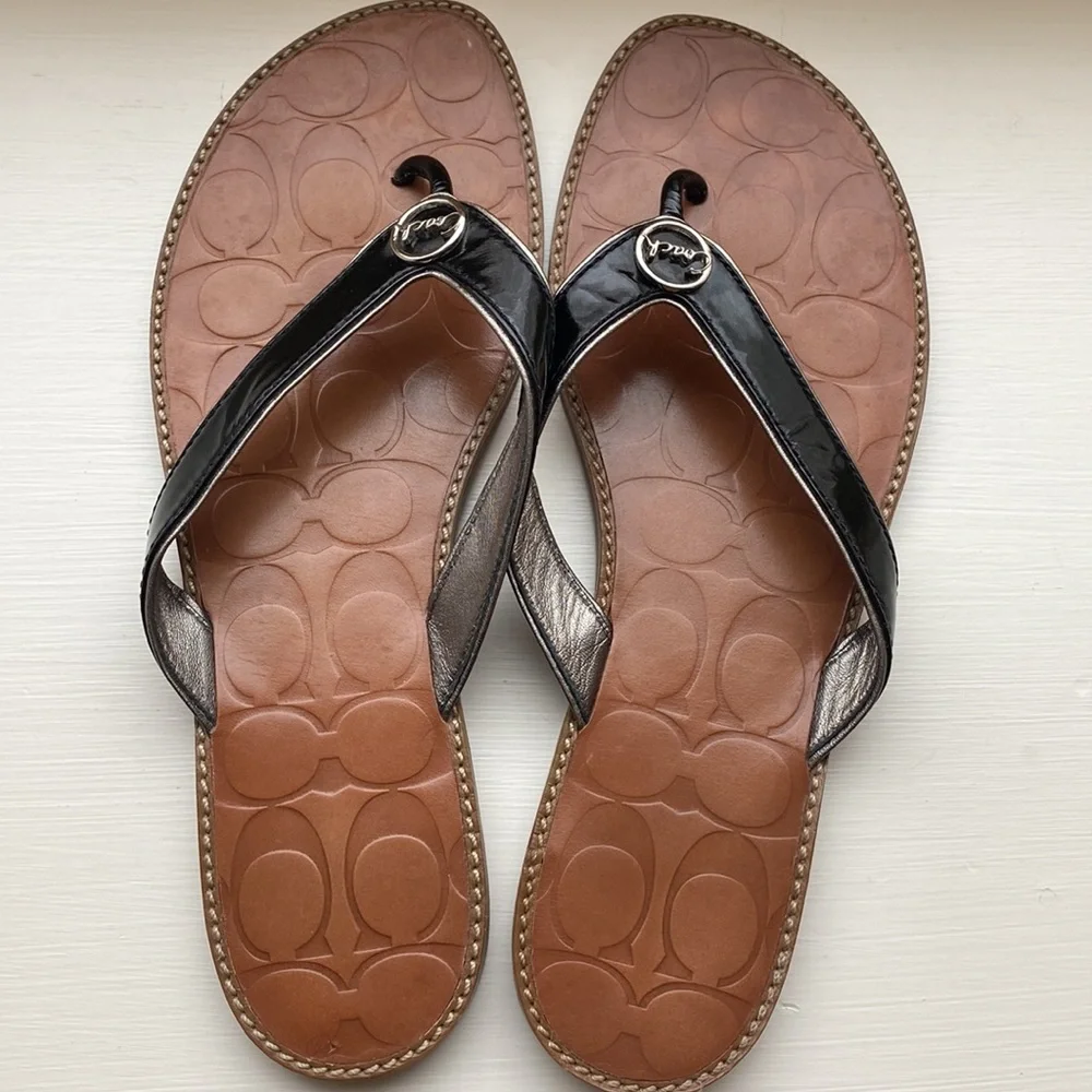 COACH Deney Embossed Calf Sandal - 10B - Picture 2 of 10